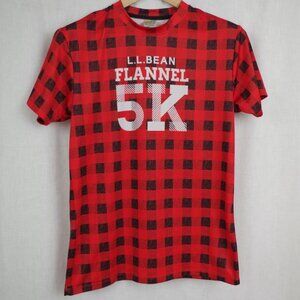 LL Bean Flannel 5K Plaid Performance T Shirt Medium